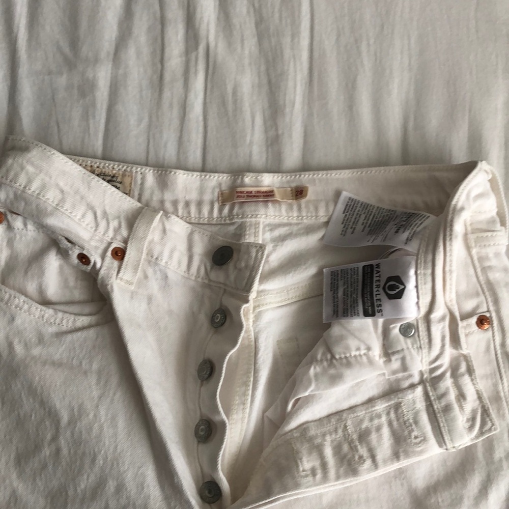 Levi's Ribcage High Rise White Jeans Soft Cotton Denim